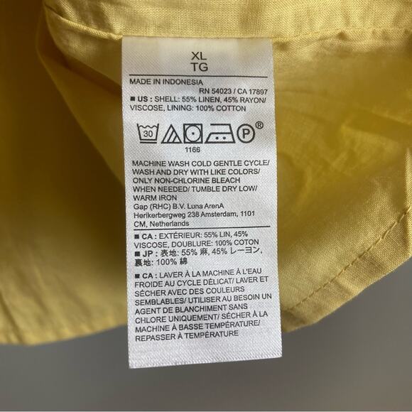Banana Republic top XL NWT Shell linen yellow relaxed boxy lagenlook - Picture 8 of 12